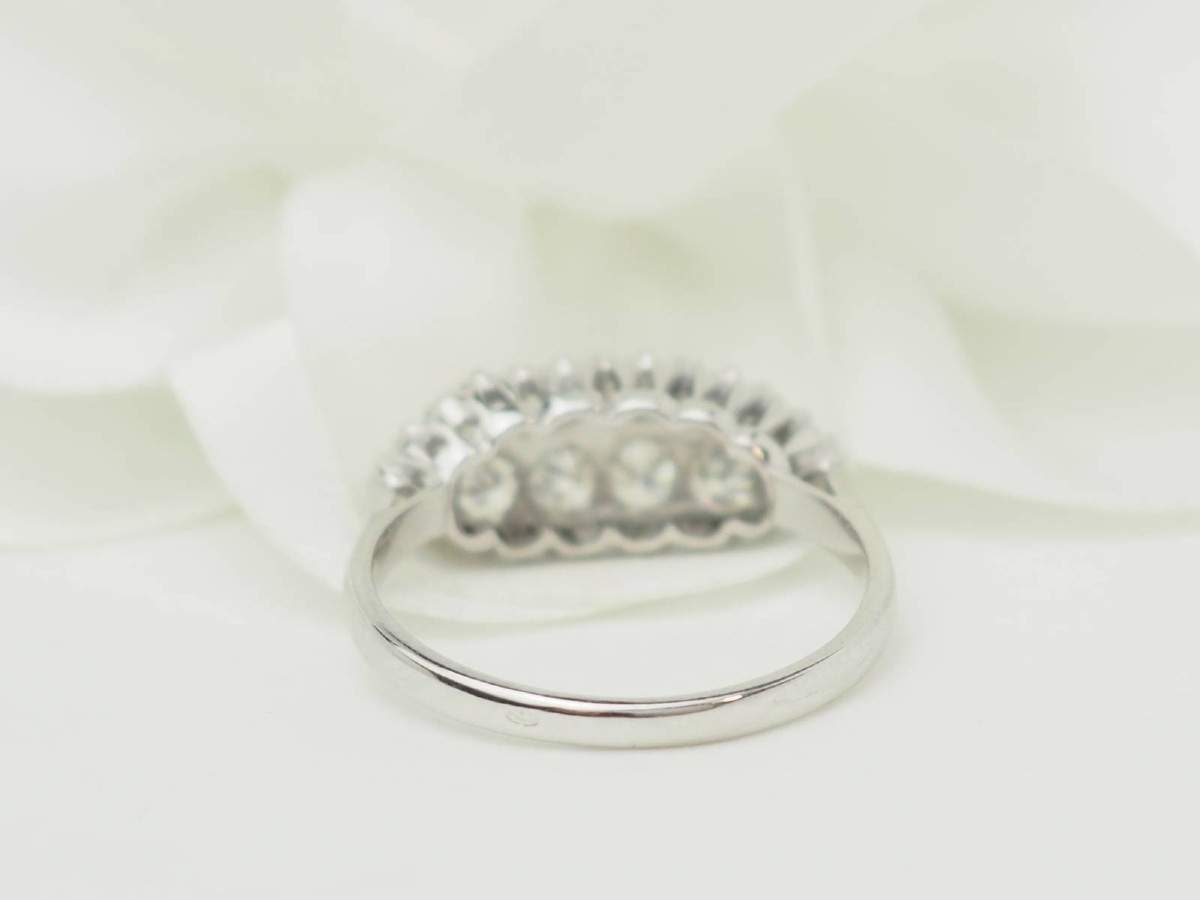 Bague alliance ancienne diamants 1ct or blanc-photo-2