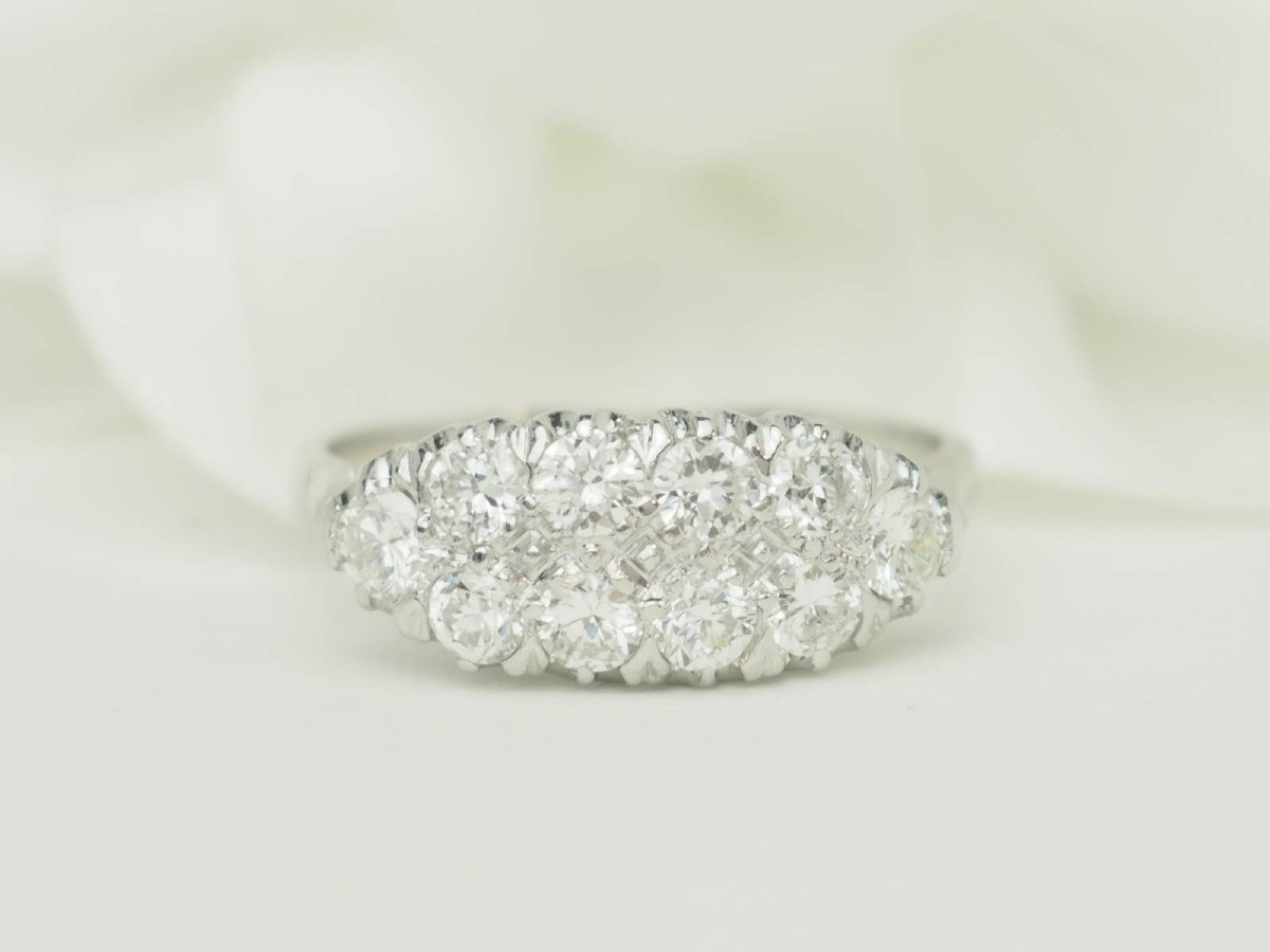 Bague alliance ancienne diamants 1ct or blanc