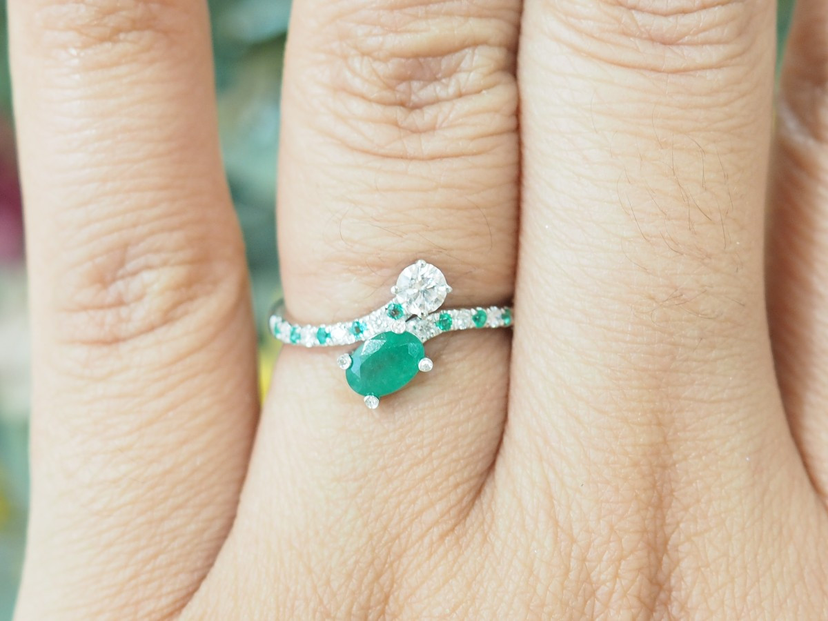 Bague Mauboussin Duo d’Espérance Or Blanc Émeraude-photo-2