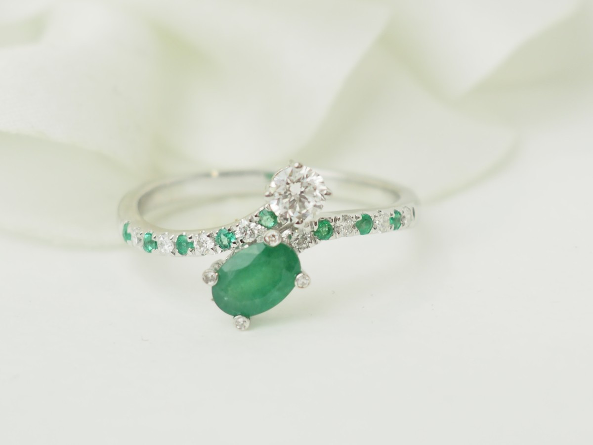 Bague Mauboussin Duo d’Espérance Or Blanc Émeraude-photo-3