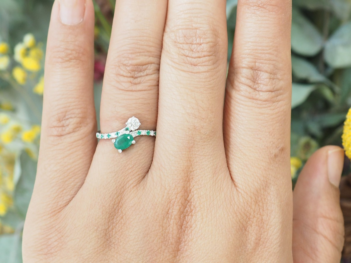 Bague Mauboussin Duo d’Espérance Or Blanc Émeraude-photo-2