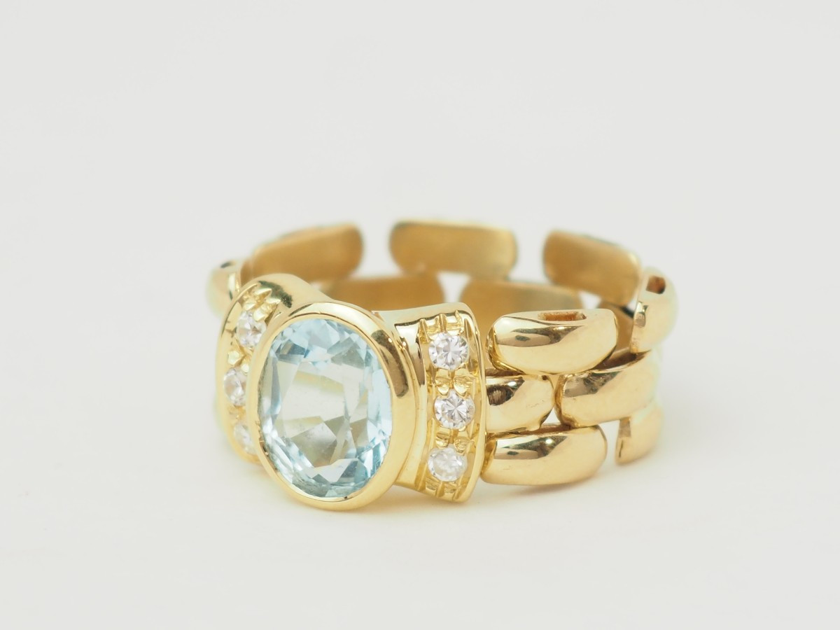 Flexible Ring In Yellow Gold And Aquamarine-photo-1