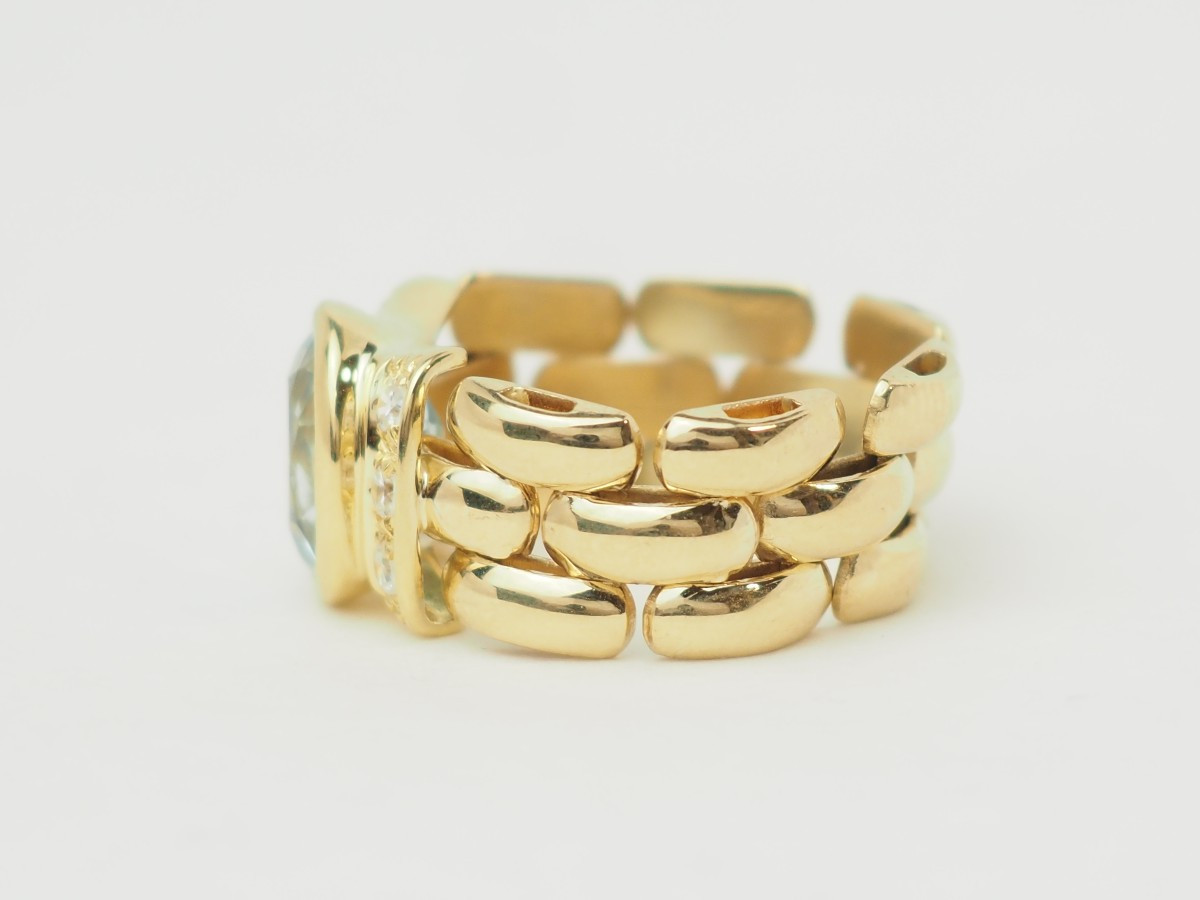 Flexible Ring In Yellow Gold And Aquamarine-photo-2