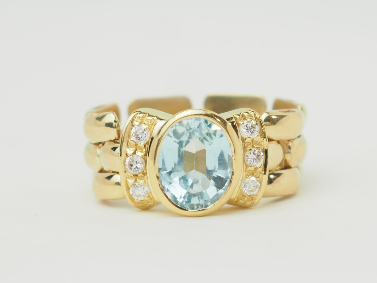 Flexible Ring In Yellow Gold And Aquamarine-photo-4