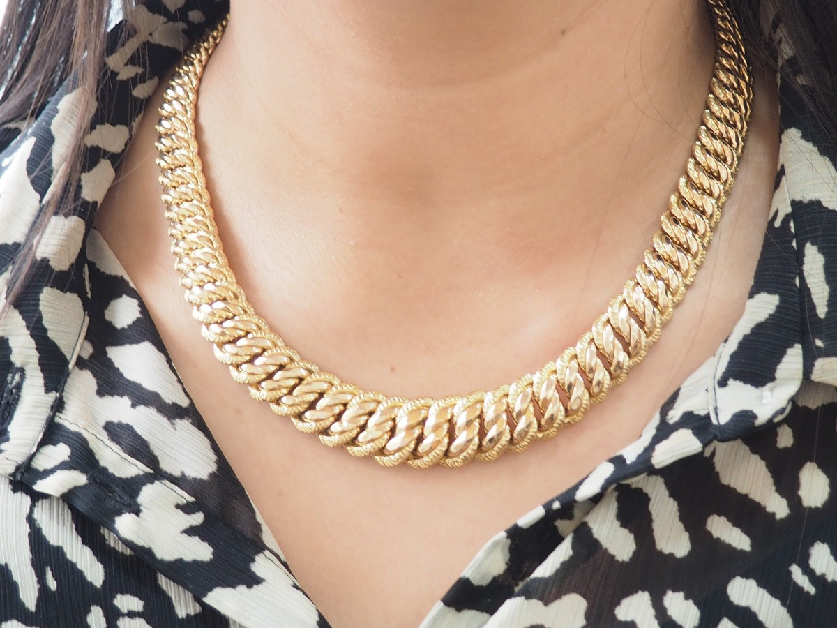 Necklace Maille Américaine 18k Rose Gold Large-photo-2