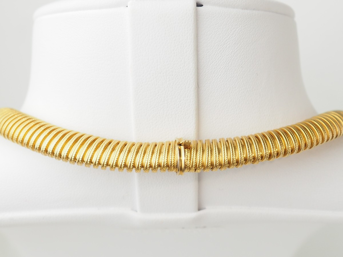 Collier Tubogas Souple Or Jaune 18k Vintage -photo-1