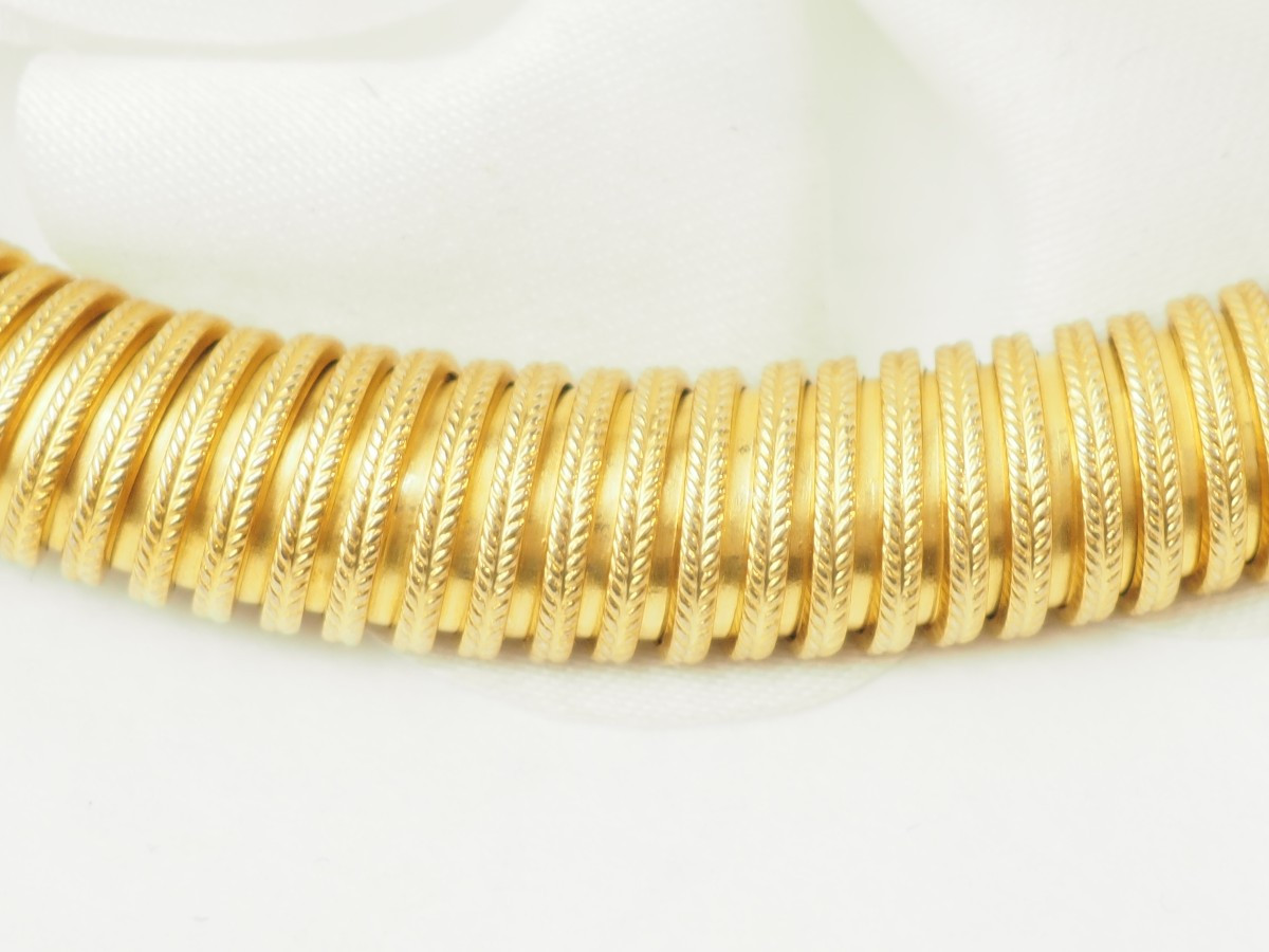 Collier Tubogas Souple Or Jaune 18k Vintage -photo-2