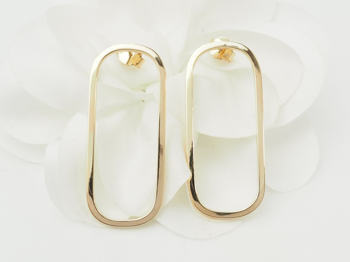 Boucles d’oreilles rectangles allongées en or jaune 18Kt-photo-2