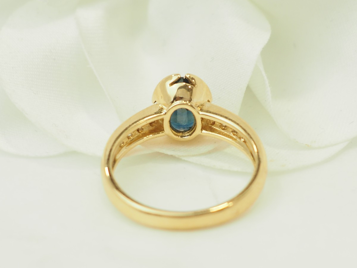 Bague en or jaune 18 carats, saphir 1,60 ct & diamants-photo-1