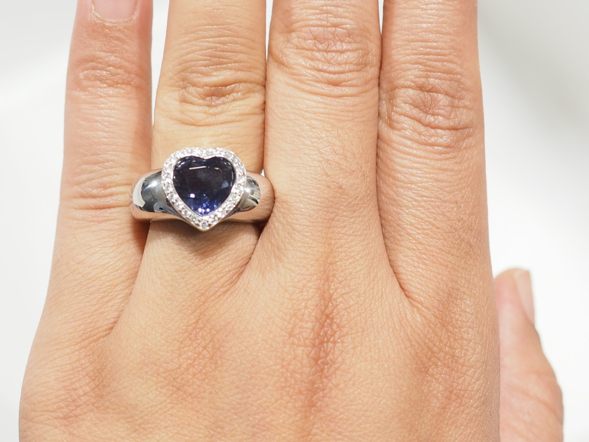 Bague Poiray coeur en or blanc 18 carats, tanzanite 2,40 ct & diamants-photo-2