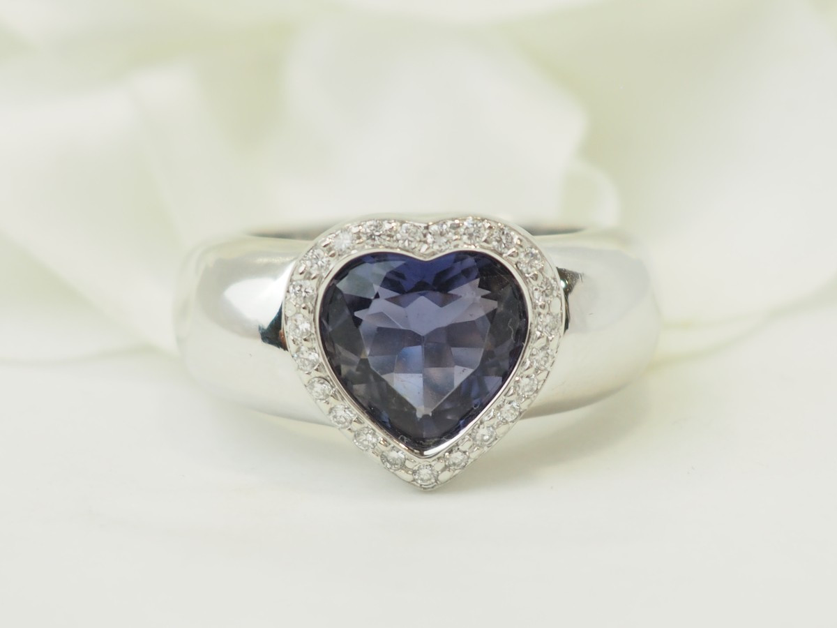 Bague Poiray coeur en or blanc 18 carats, tanzanite 2,40 ct & diamants-photo-3