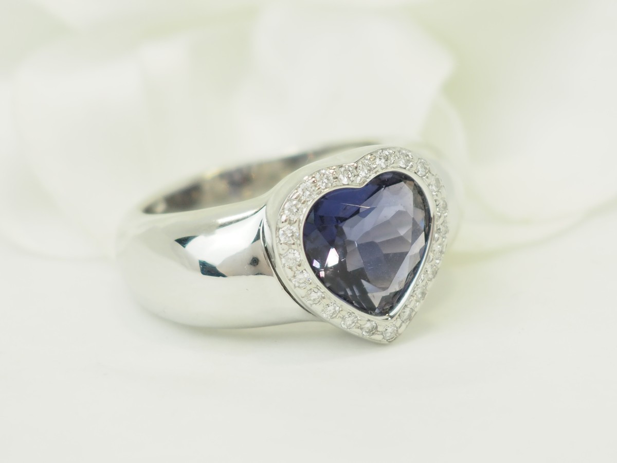 Bague Poiray coeur en or blanc 18 carats, tanzanite 2,40 ct & diamants-photo-4