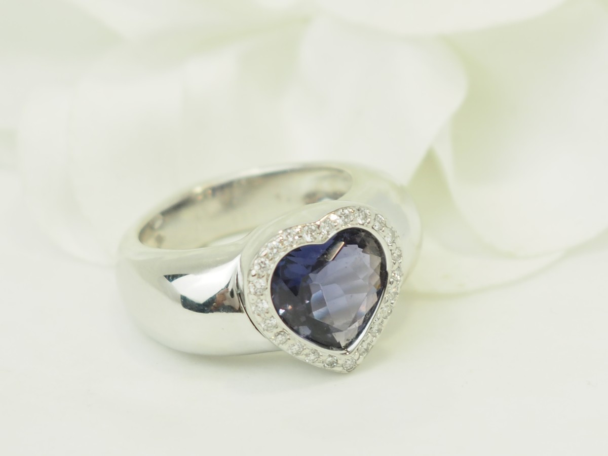 Bague Poiray coeur en or blanc 18 carats, tanzanite 2,40 ct & diamants-photo-5
