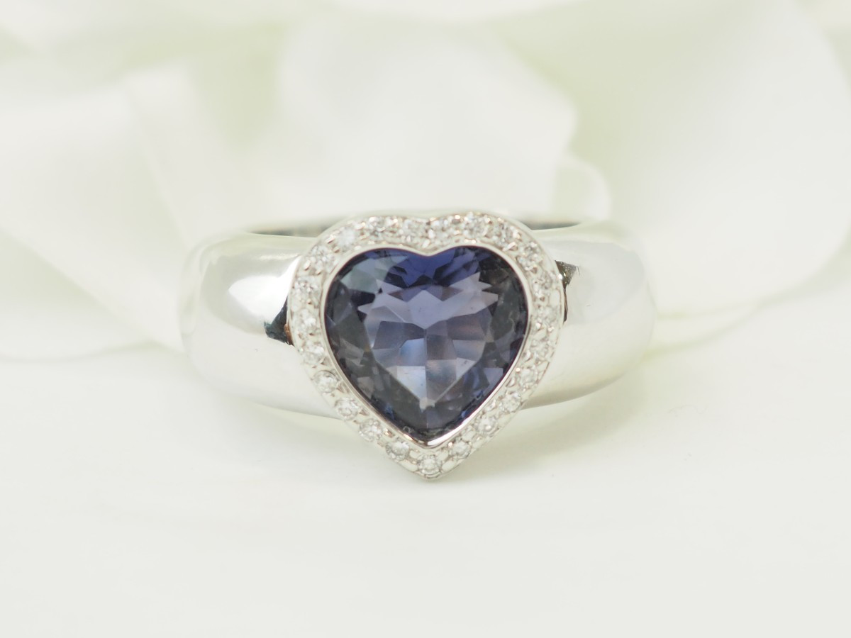 Bague Poiray coeur en or blanc 18 carats, tanzanite 2,40 ct & diamants