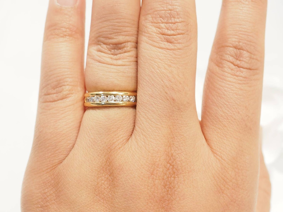 Wedding Band In 18 Carat Yellow Gold And Diamonds - 0.63 Ct-photo-2