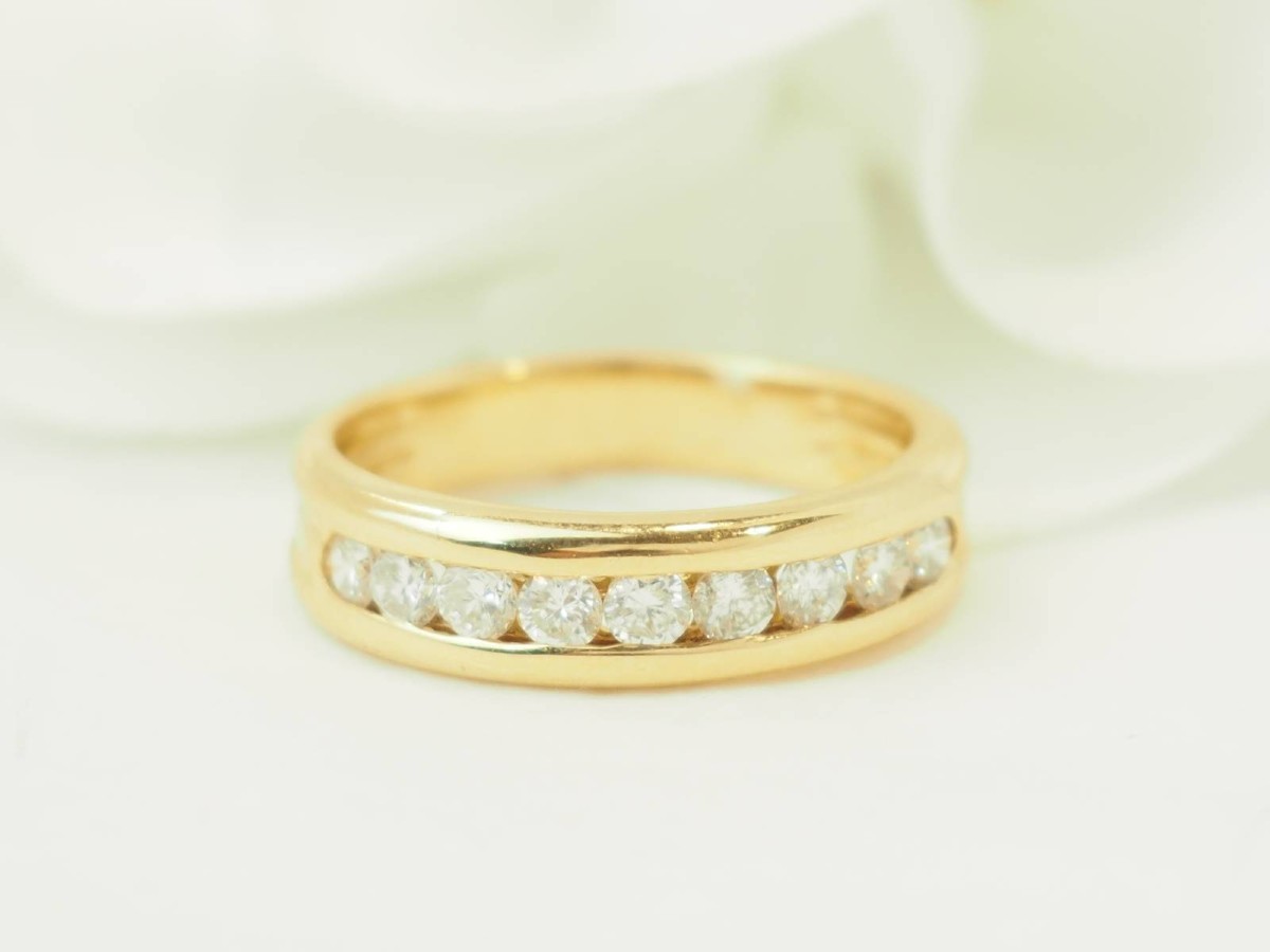 Wedding Band In 18 Carat Yellow Gold And Diamonds - 0.63 Ct-photo-3