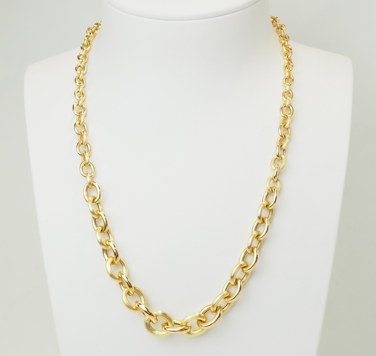 Collier chaîne maille ronde en chute – Or jaune 18 carats-photo-2