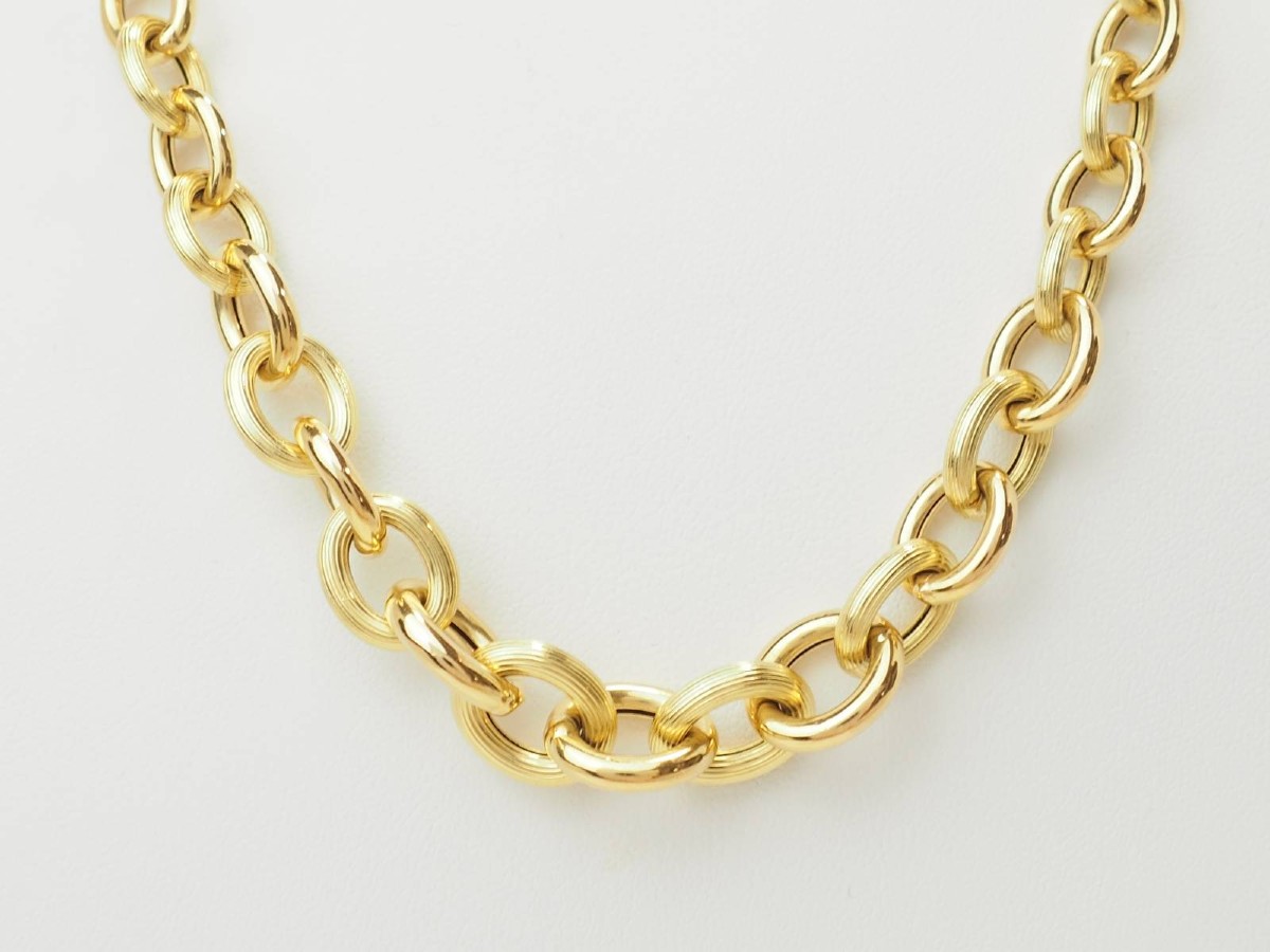 Collier chaîne maille ronde en chute – Or jaune 18 carats-photo-4