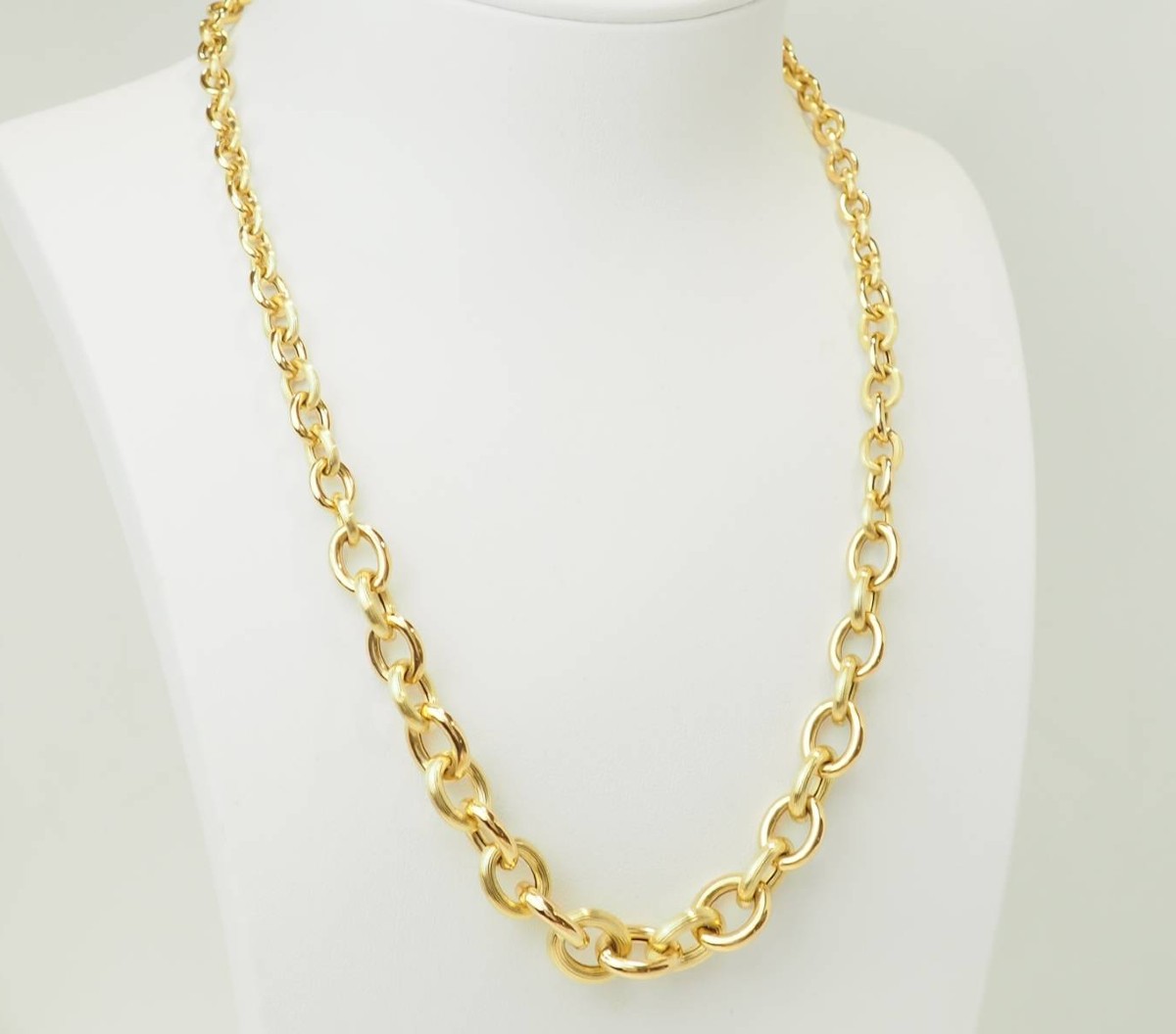 Collier chaîne maille ronde en chute – Or jaune 18 carats-photo-2