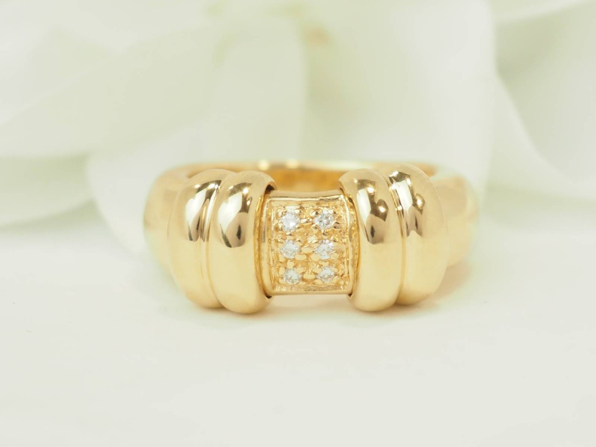 Vintage 18 Carat Yellow Gold And Diamond Ring - Sliding Top-photo-3