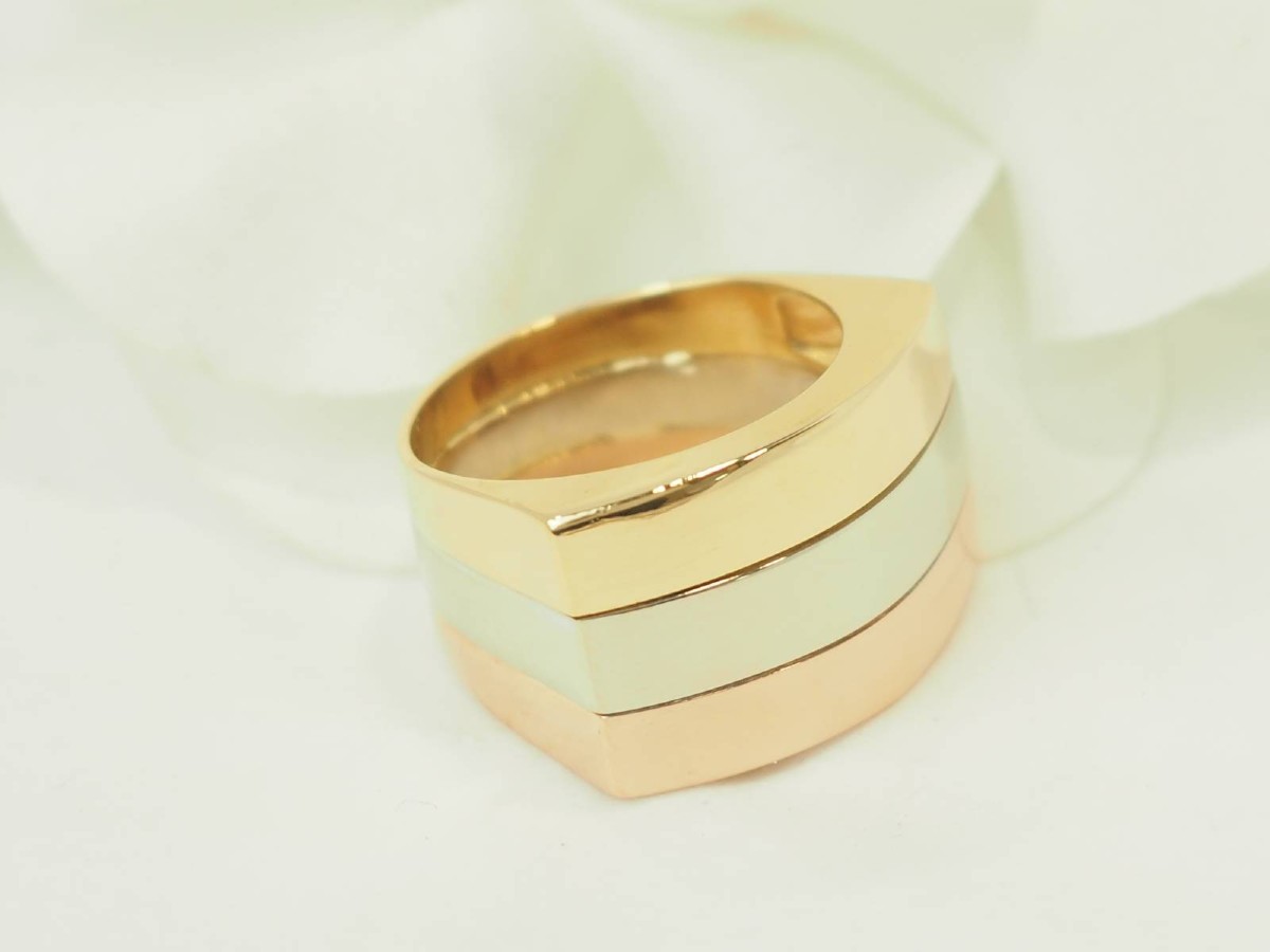 Vintage Ring In 3 18-carat Gold-photo-4