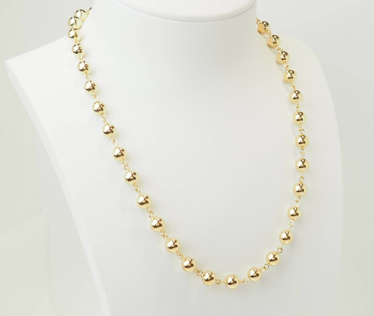 Marseillais Yellow Gold Necklace - 7mm Regular Balls-photo-3
