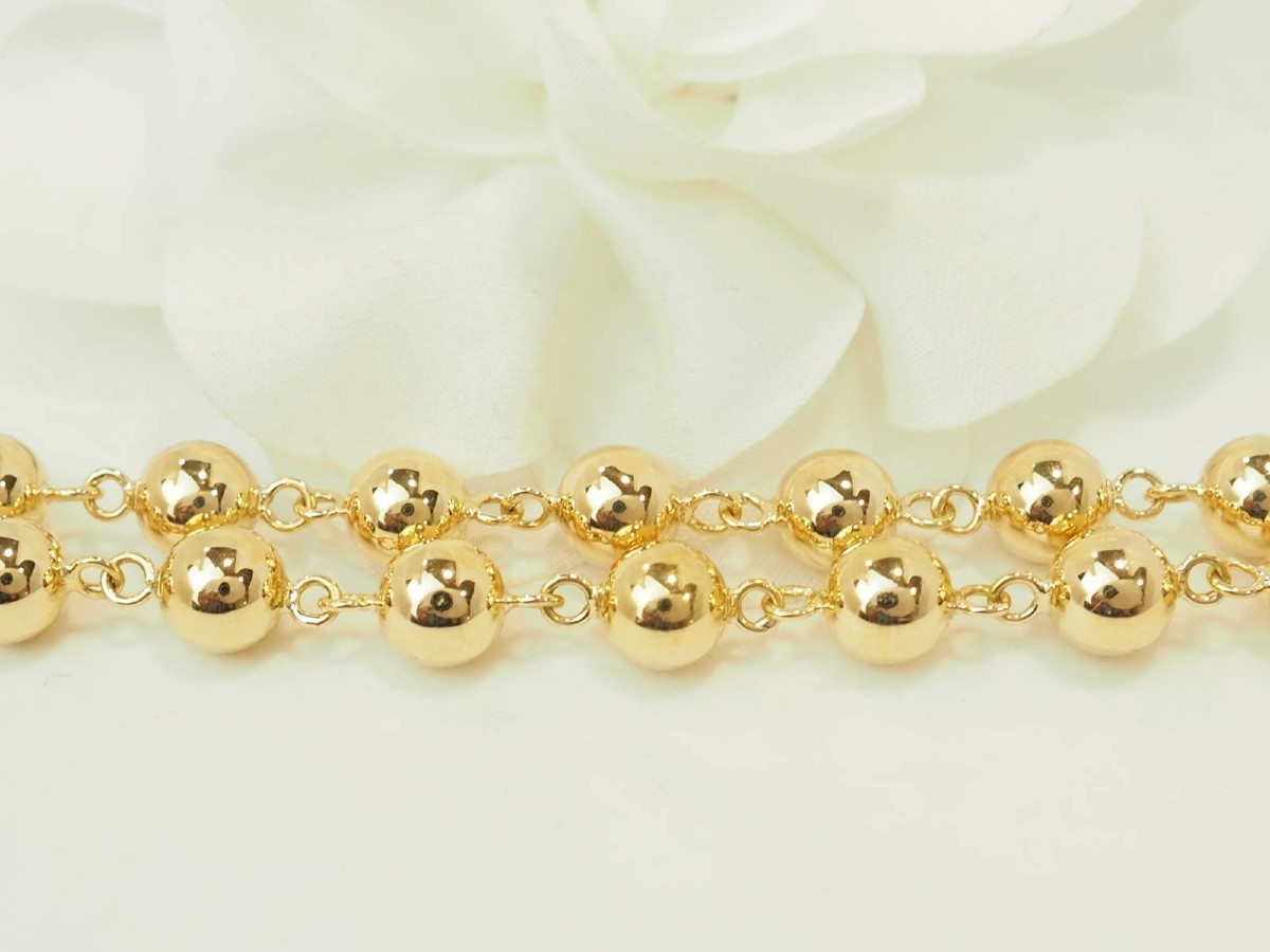 Marseillais Yellow Gold Necklace - 7mm Regular Balls-photo-4