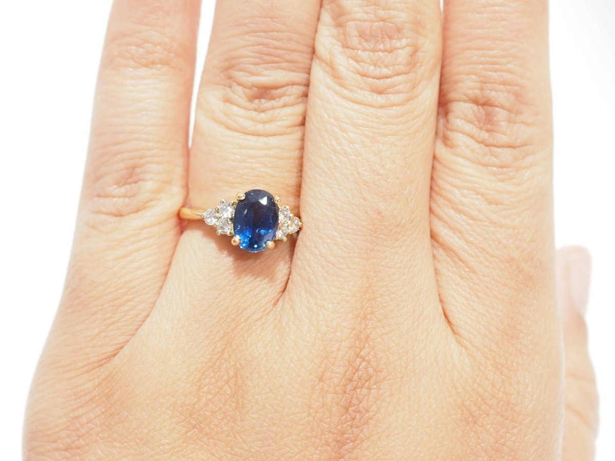 Bague saphir naturel 2,45 ct et diamants en or jaune-photo-2