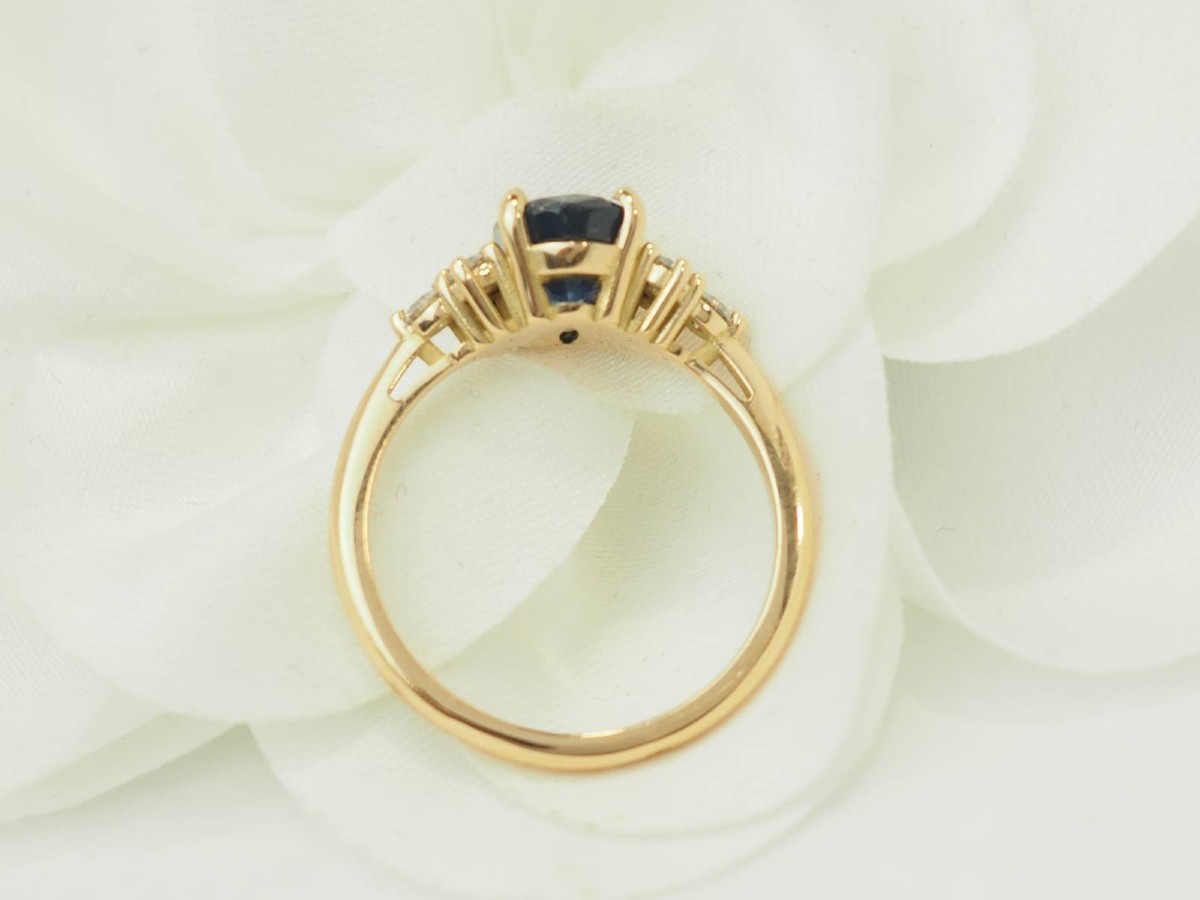 Bague saphir naturel 2,45 ct et diamants en or jaune-photo-4