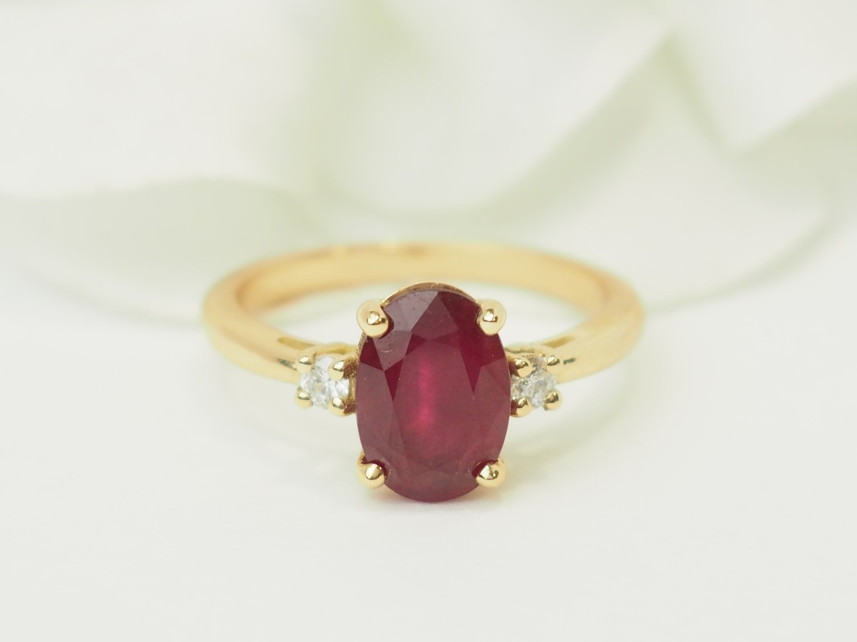 Ruby Ring 2.59ct E Vs Diamonds 18kt Yellow Gold-photo-3