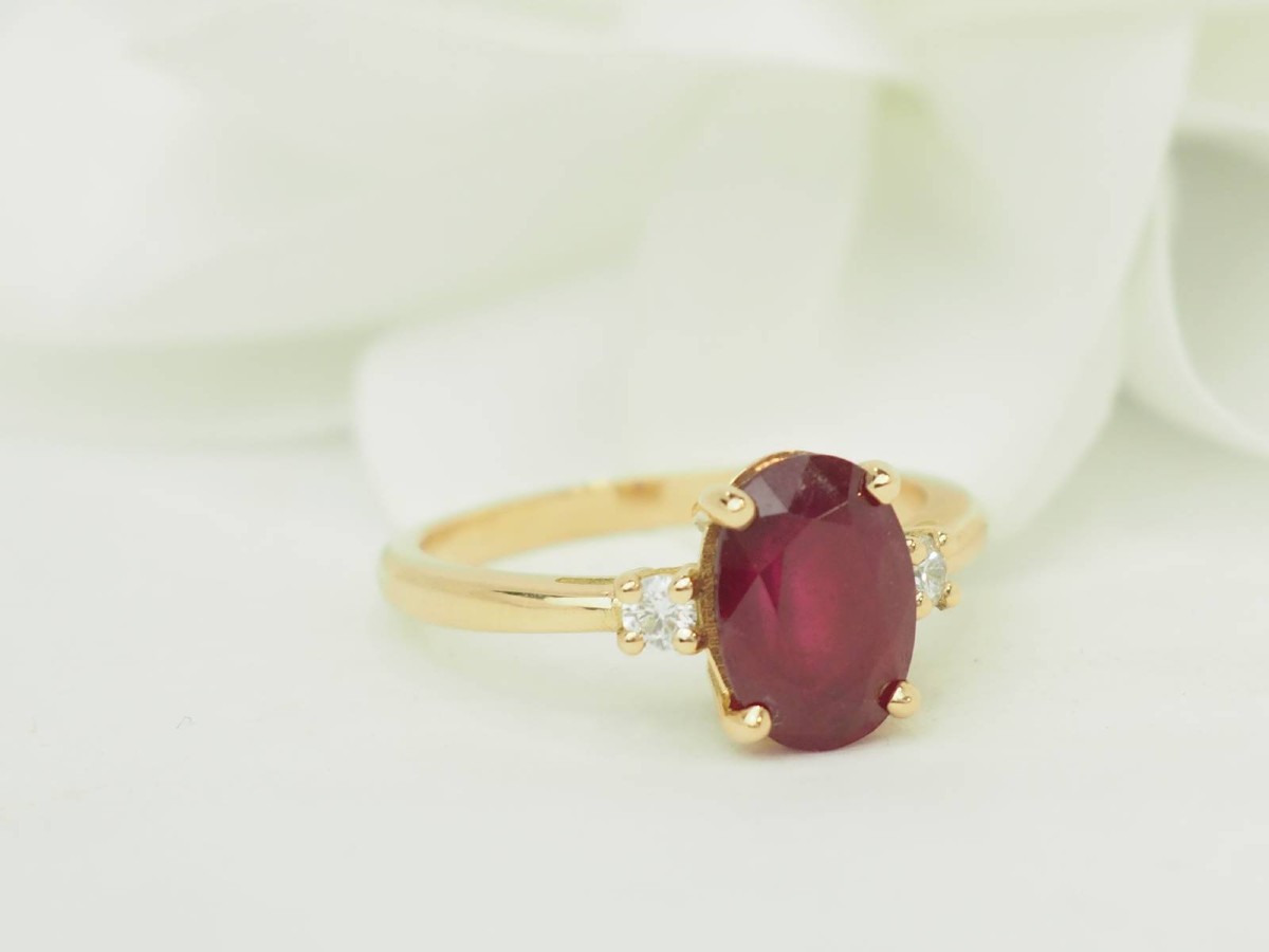 Ruby Ring 2.59ct E Vs Diamonds 18kt Yellow Gold-photo-4