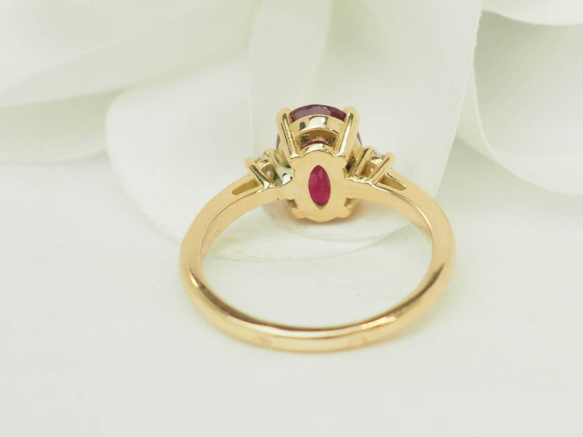 Ruby Ring 2.59ct E Vs Diamonds 18kt Yellow Gold-photo-2