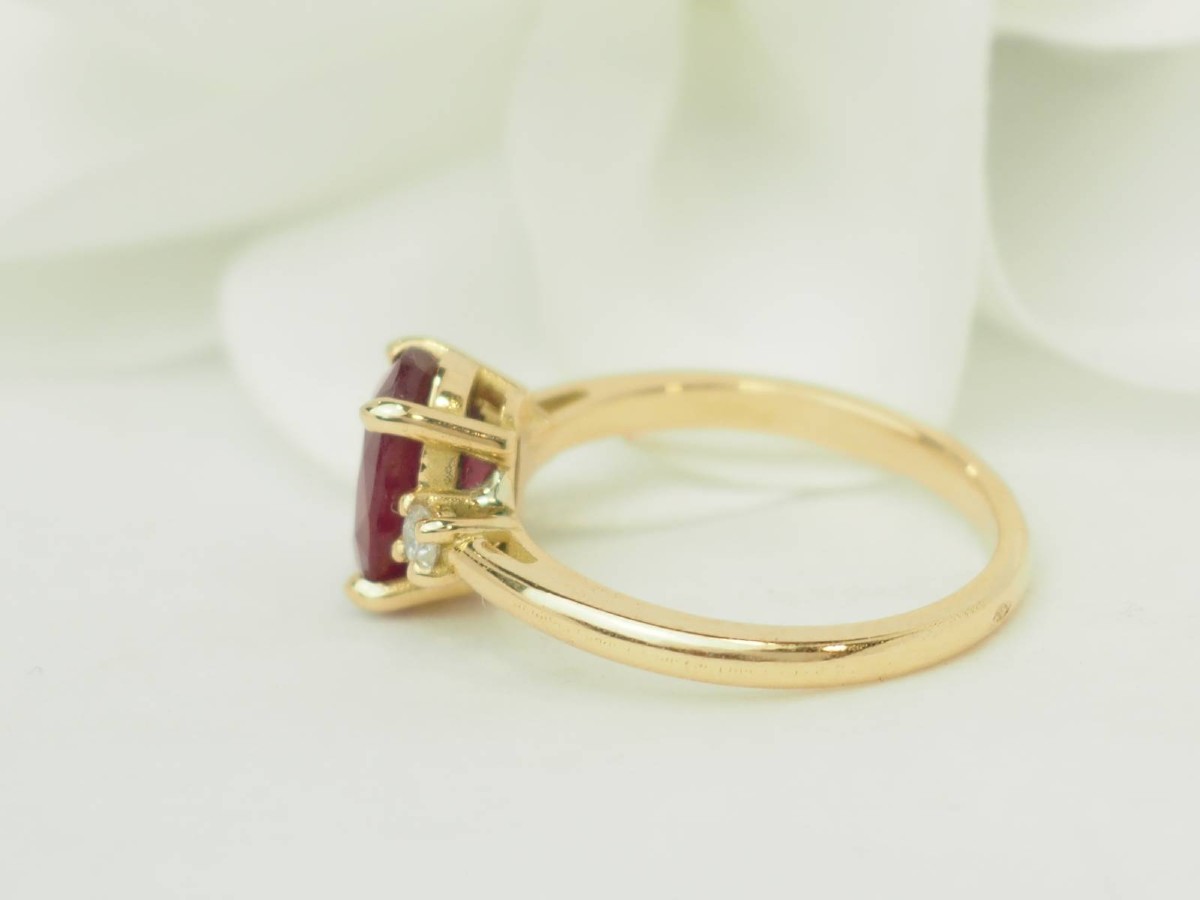 Ruby Ring 2.59ct E Vs Diamonds 18kt Yellow Gold-photo-3