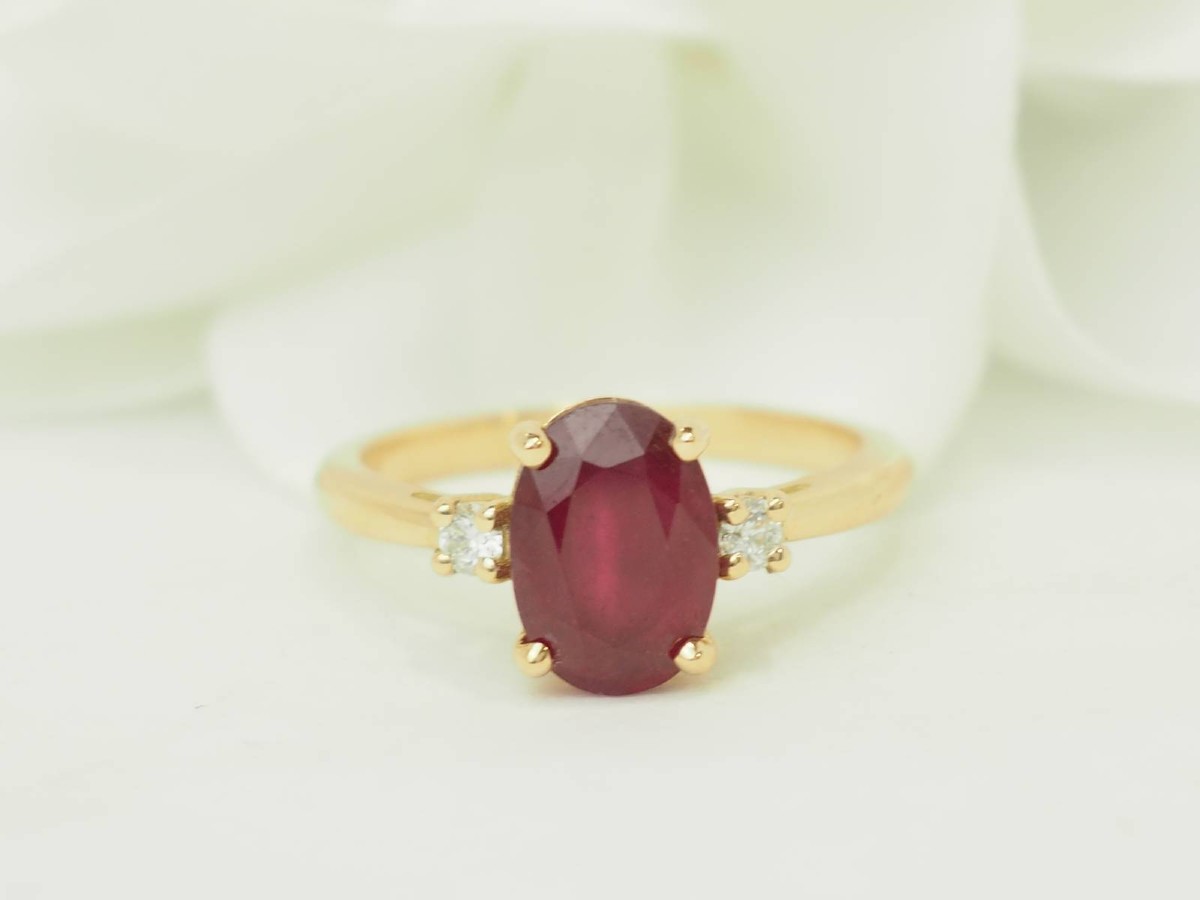Ruby Ring 2.59ct E Vs Diamonds 18kt Yellow Gold-photo-4