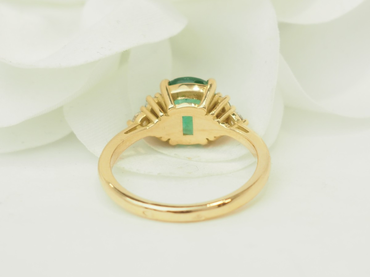Emerald Brazil Ring 2cts Diamonds 18kt Yellow Gold-photo-3