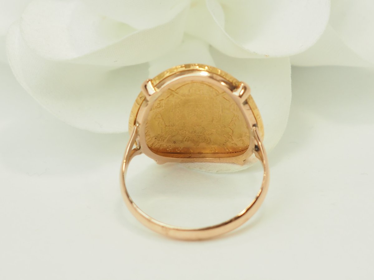 Bague pièce Napoléon 20 Francs en or jaune -photo-1