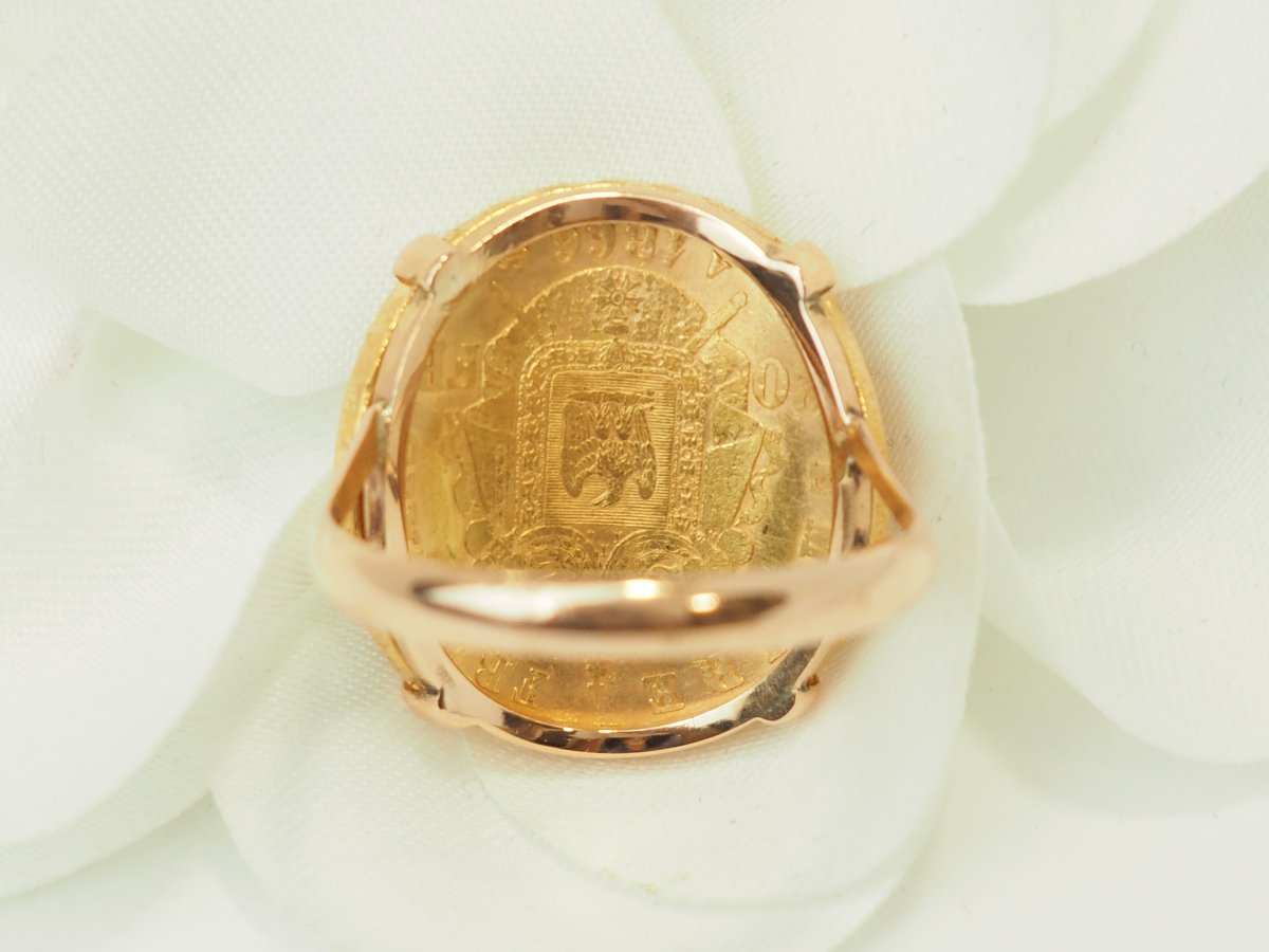 Bague pièce Napoléon 20 Francs en or jaune -photo-2