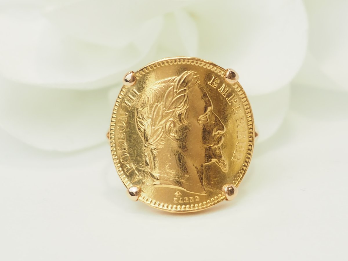 Bague pièce Napoléon 20 Francs en or jaune 