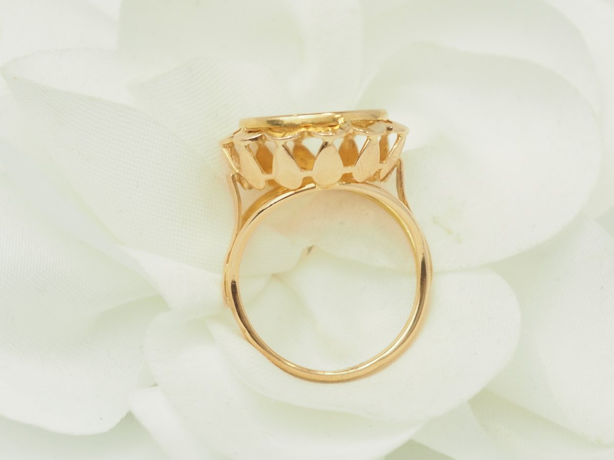 Mexican Dos Pesos Coin Ring In 18kt Yellow Gold-photo-2