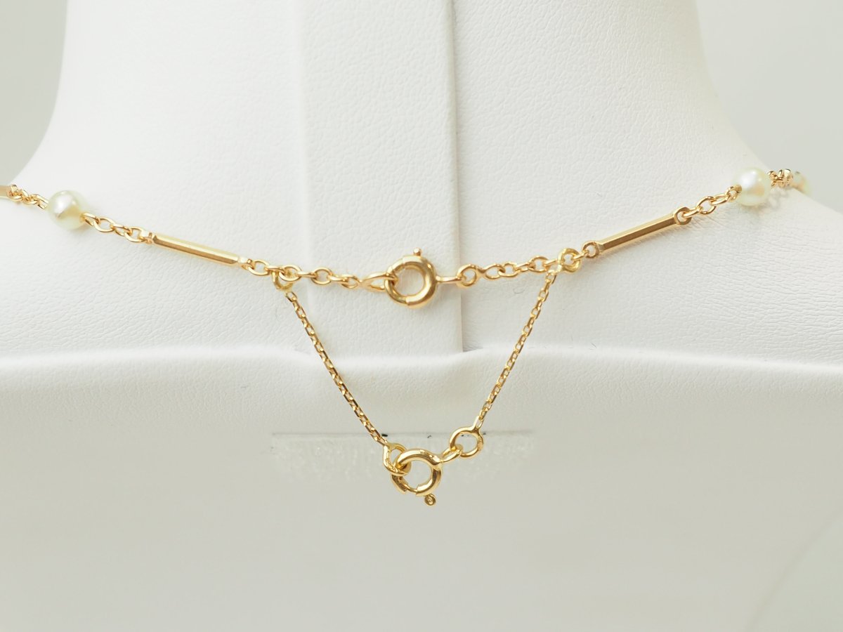 Collier vintage en or jaune 18 carats et perles de culture -photo-2