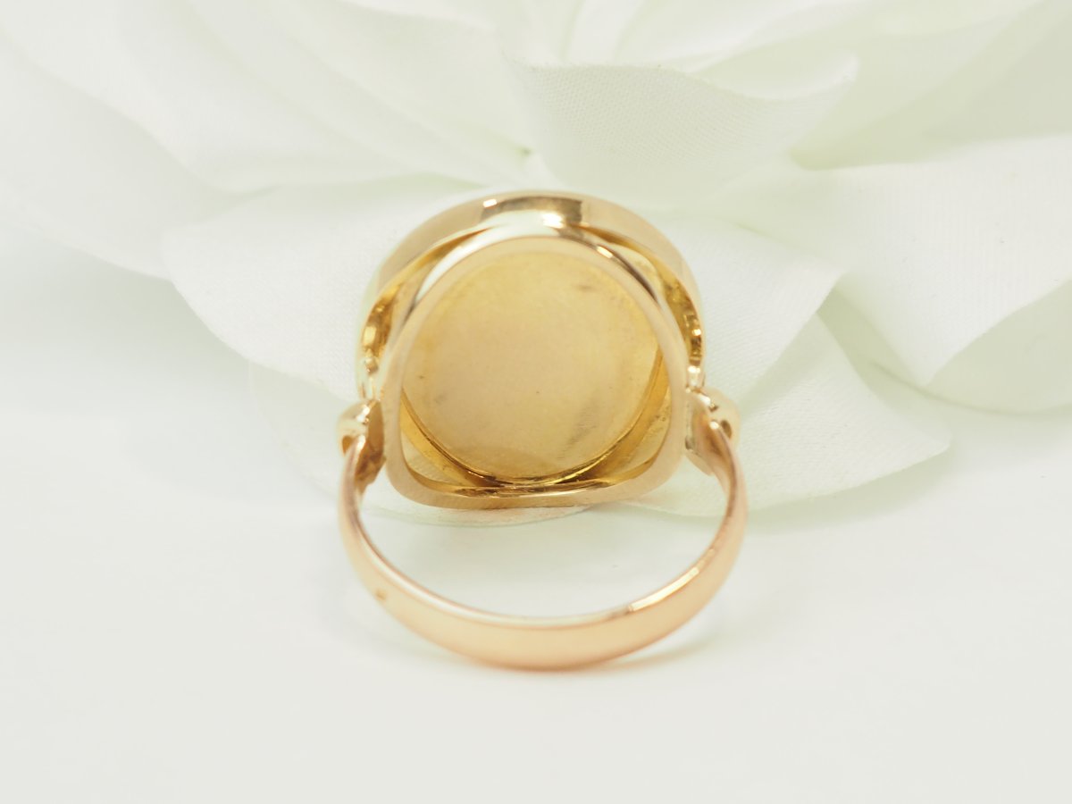 Bague intaille sur cornaline en or jaune et or rose-photo-5