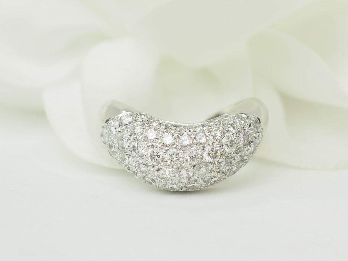 Bague Vague Pavée de Diamants en Or Blanc -photo-2
