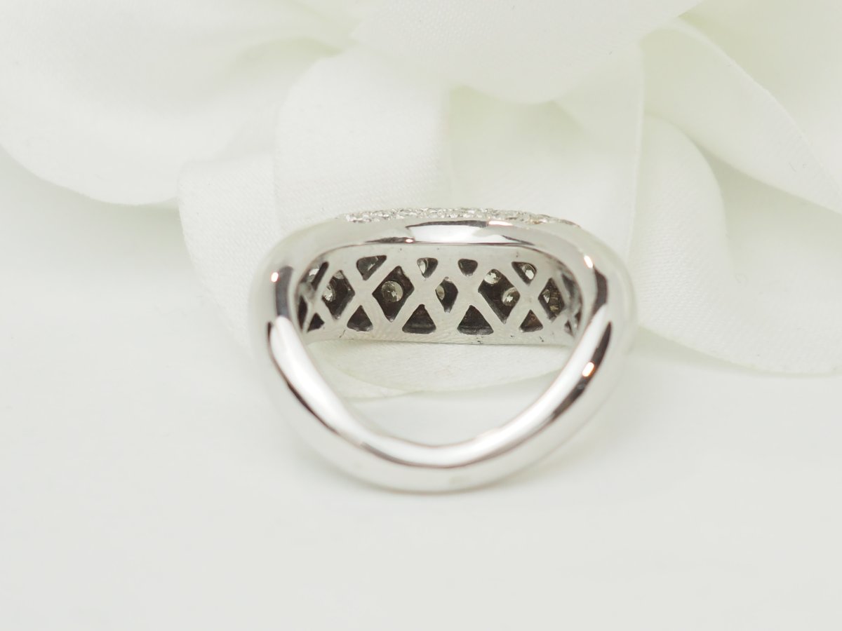 Bague Vague Pavée de Diamants en Or Blanc -photo-1