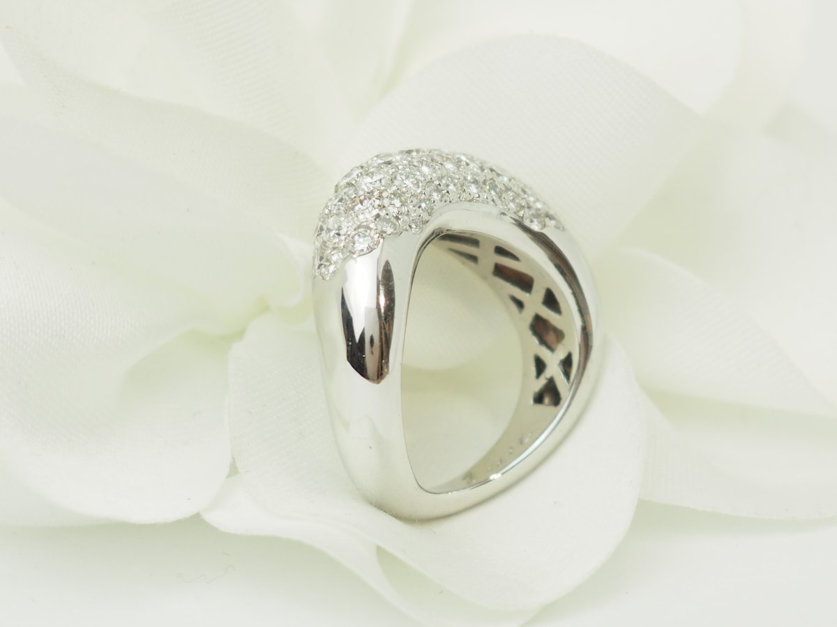 Bague Vague Pavée de Diamants en Or Blanc -photo-2