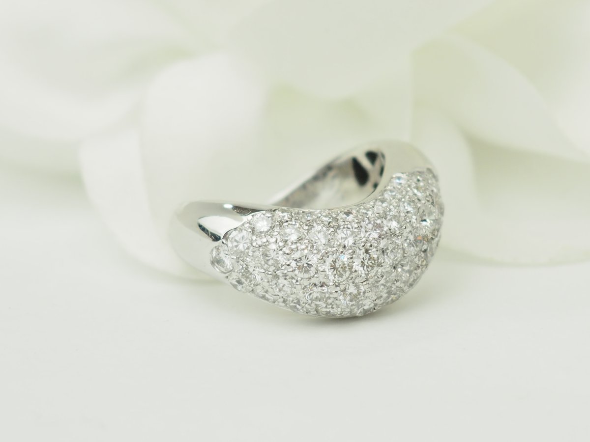 Bague Vague Pavée de Diamants en Or Blanc -photo-3