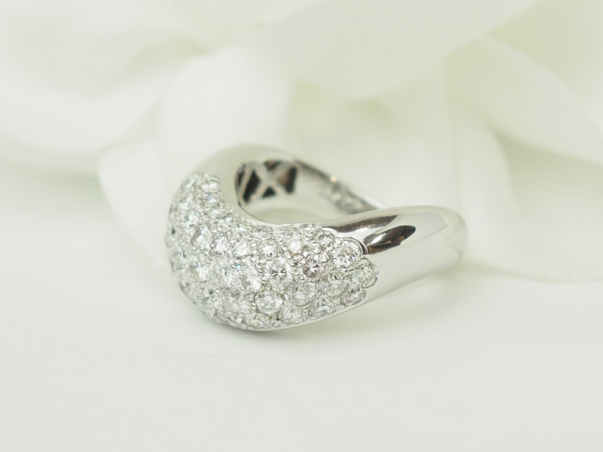 Bague Vague Pavée de Diamants en Or Blanc -photo-4