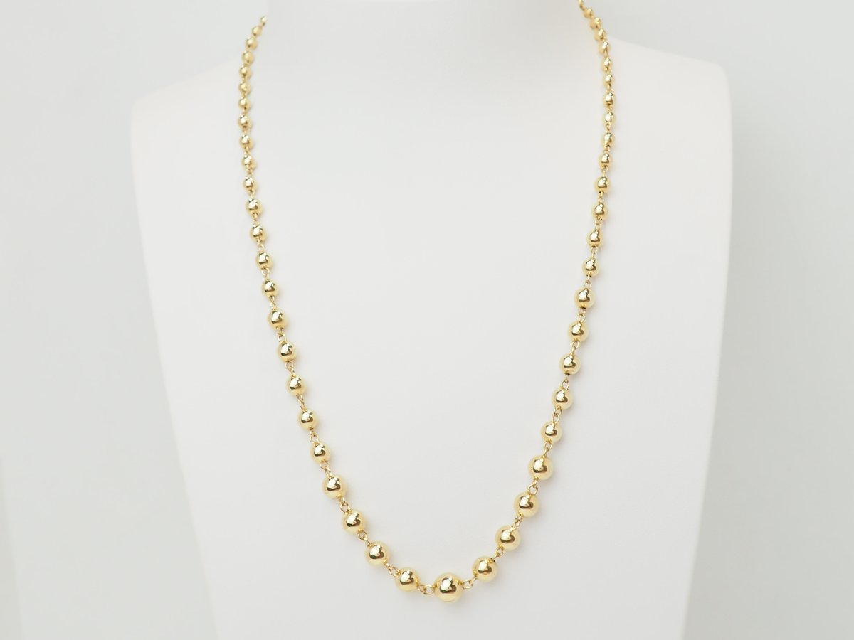 Marseilles Necklace In 18-carat Yellow Gold With Graduated Balls-photo-4