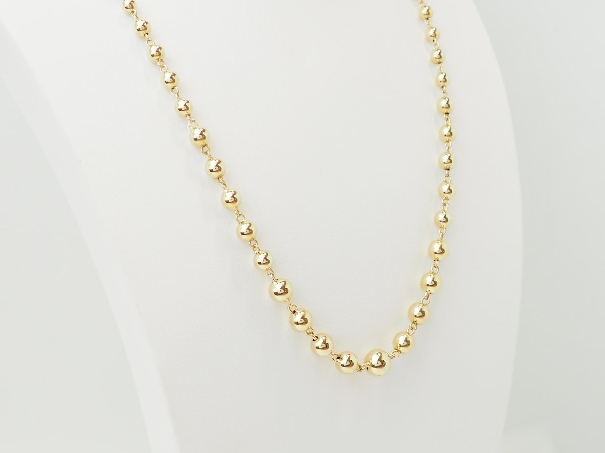 Marseilles Necklace In 18-carat Yellow Gold With Graduated Balls-photo-2