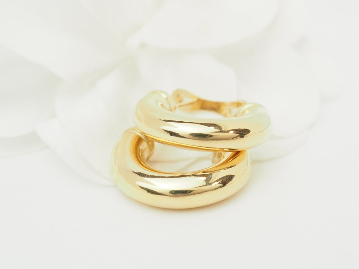 18kt Yellow Gold Thick Hoop Earrings - 23 Mm-photo-2