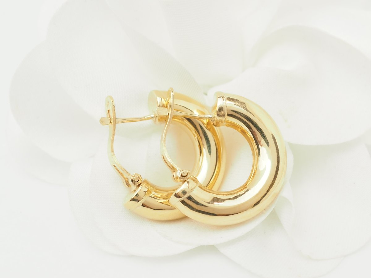 18kt Yellow Gold Thick Hoop Earrings - 23 Mm-photo-3
